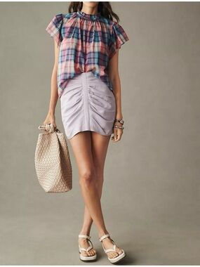 Trovata | Birds of Paradis Carla High Neck Top in Sorbetto Plaid